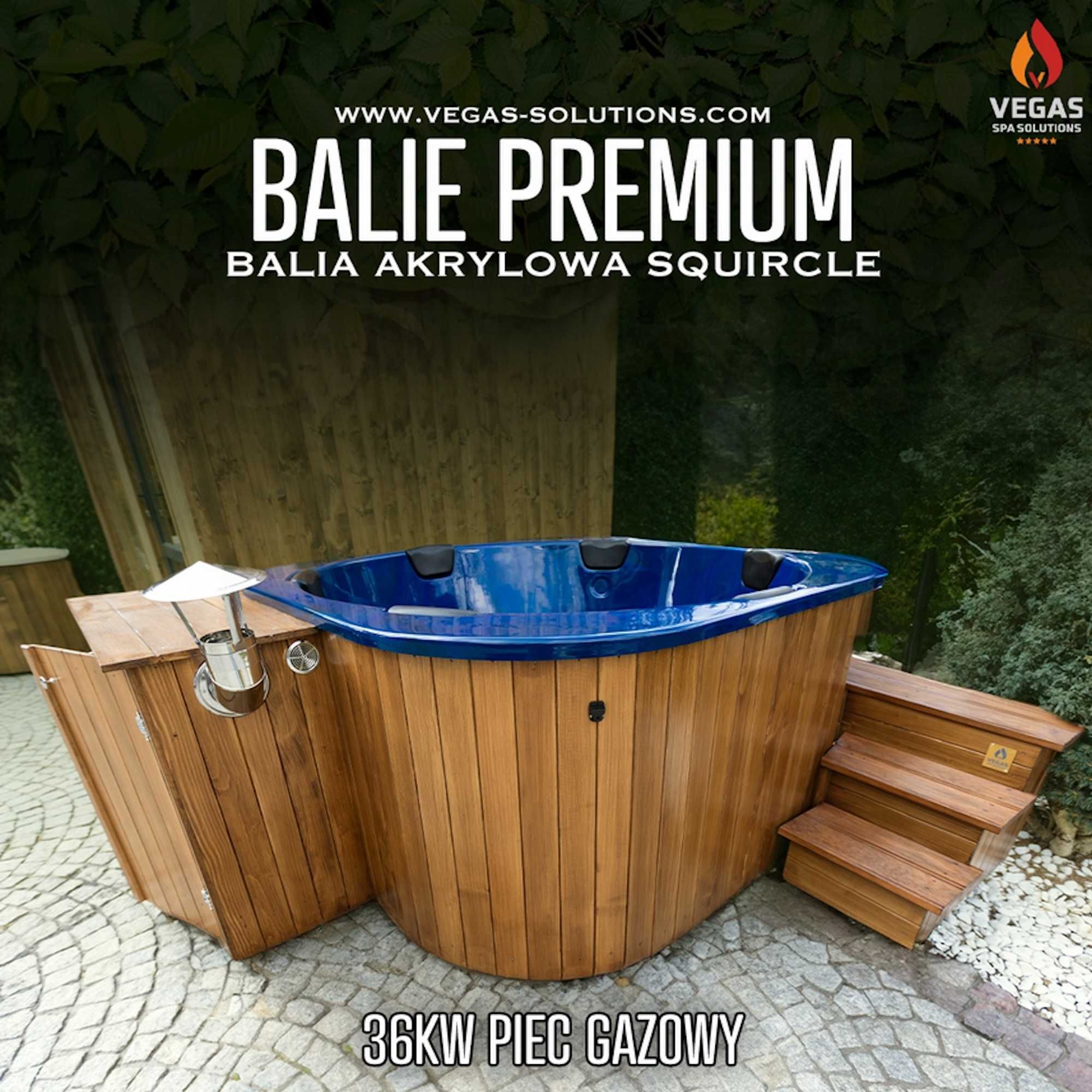 Balia Ogrodowa Jacuzzi z Ogrzewaniem GAZOWYM AKRYLOWA Kwadratowa