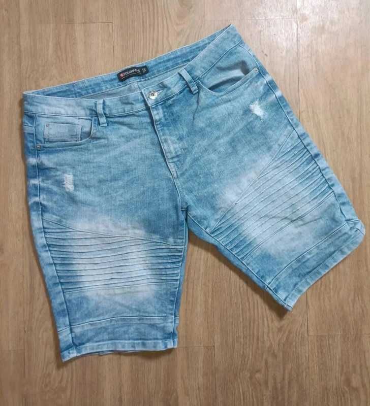 Southpole spodenki jeansowe elastyczne streetwear z przetarciami 34