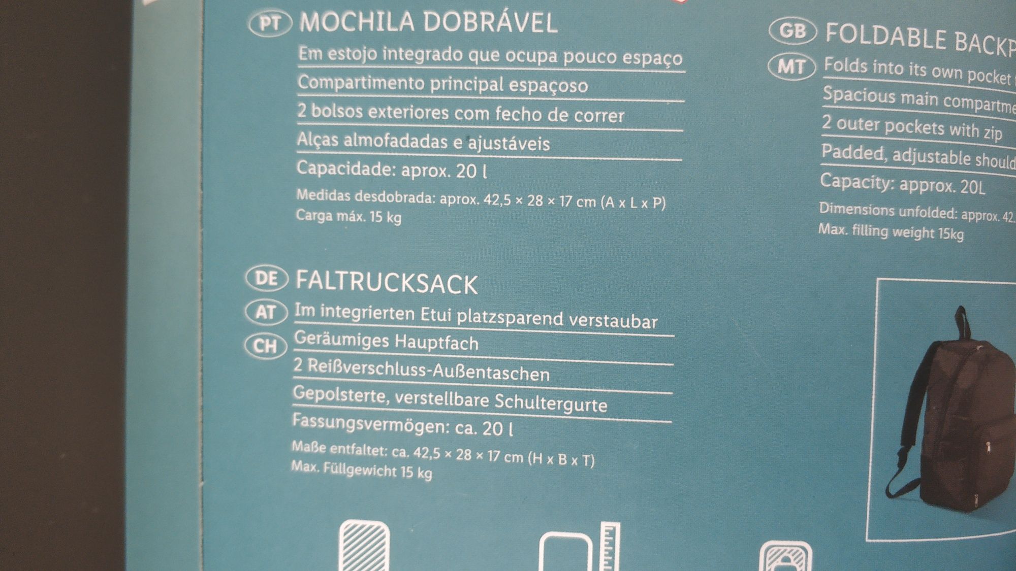 [Novo!] Mochila Dobrável Preta