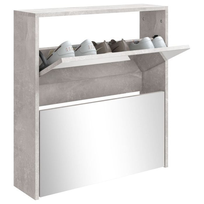 Vidaxl Szafka Na Buty, Lustro I 2 Szuflady, Szary Beton, 63X17X67 Cm