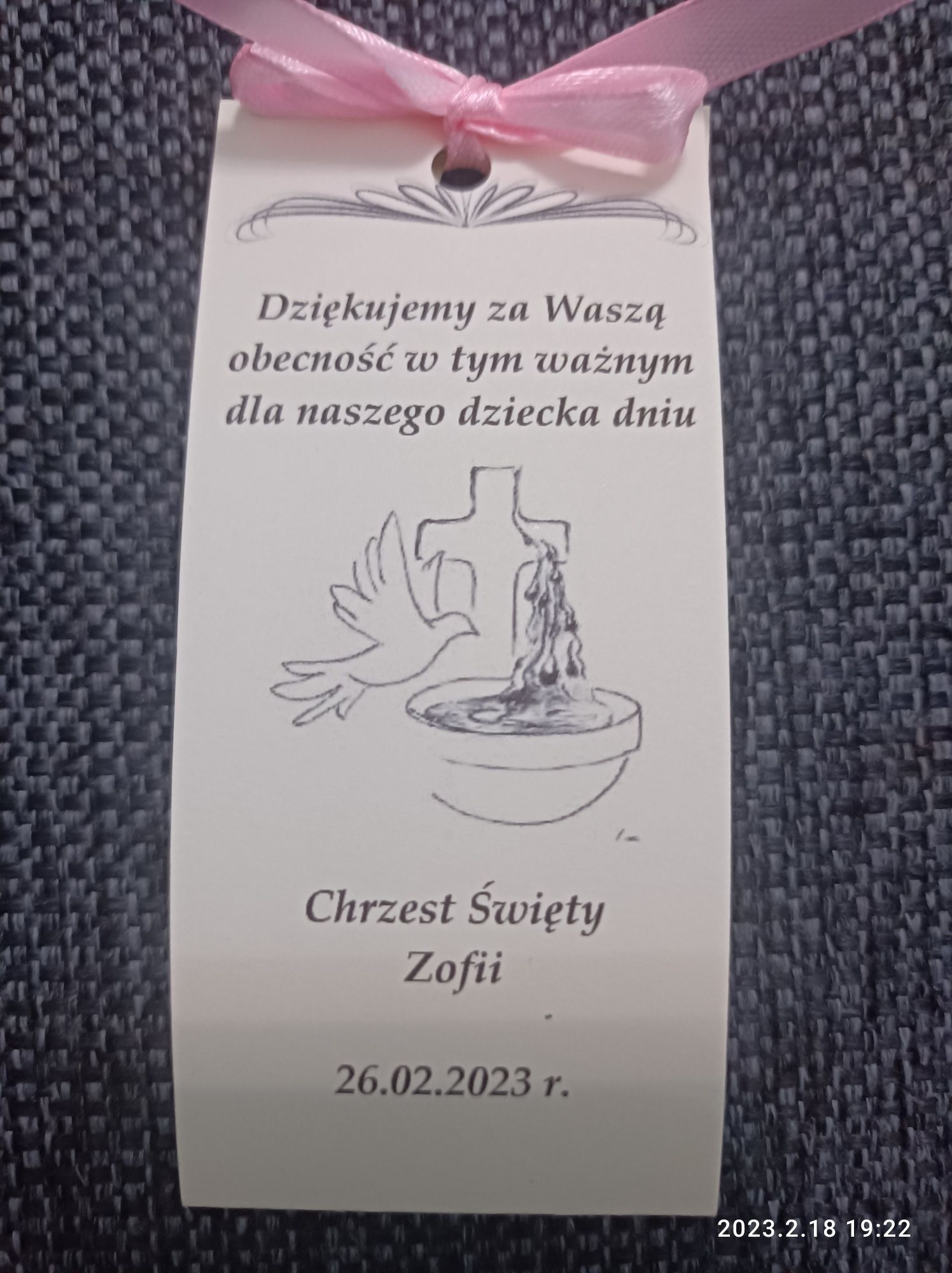 Podziękowania na chrzest