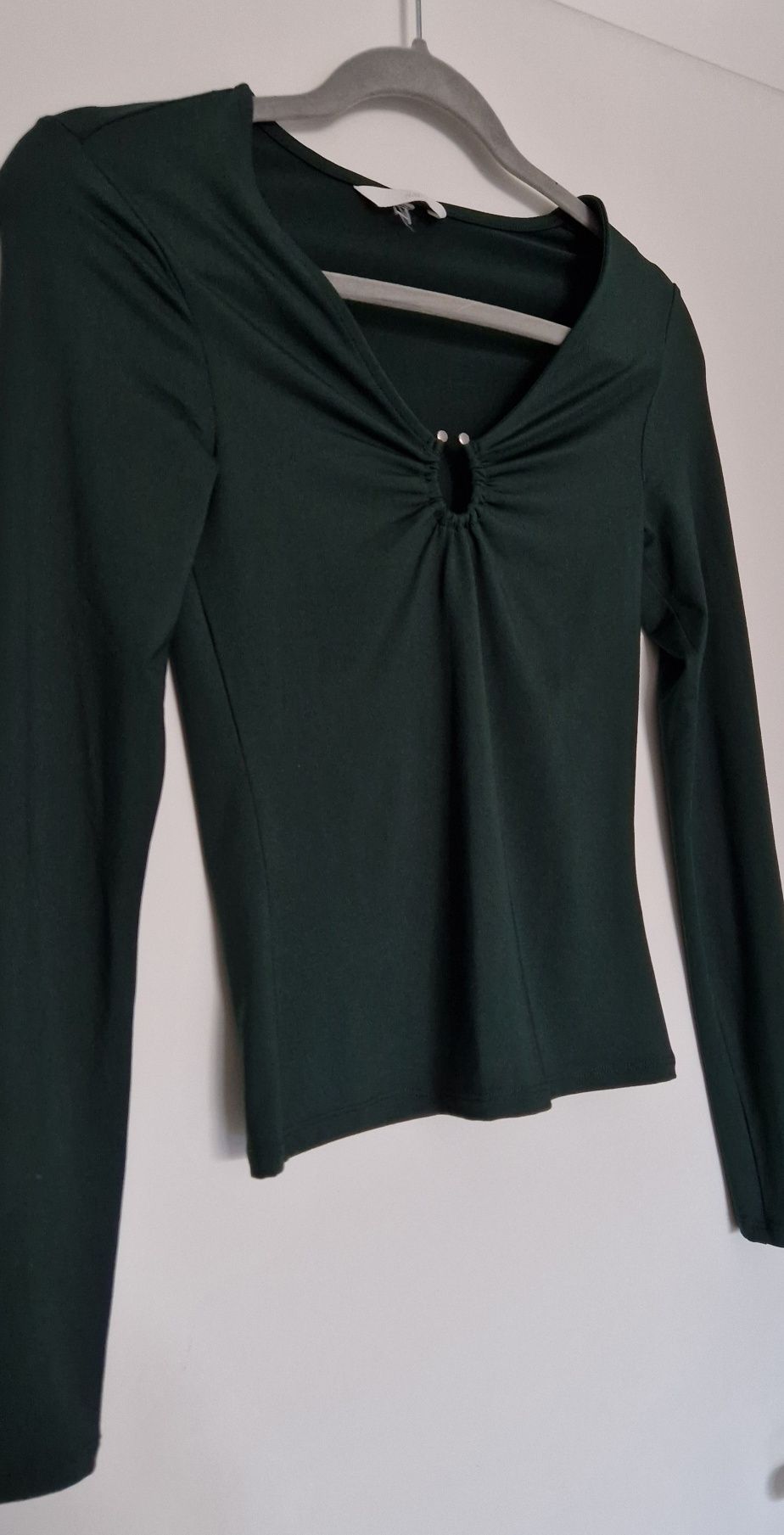 Bluzka top zielona z klamerką XS/S H&M