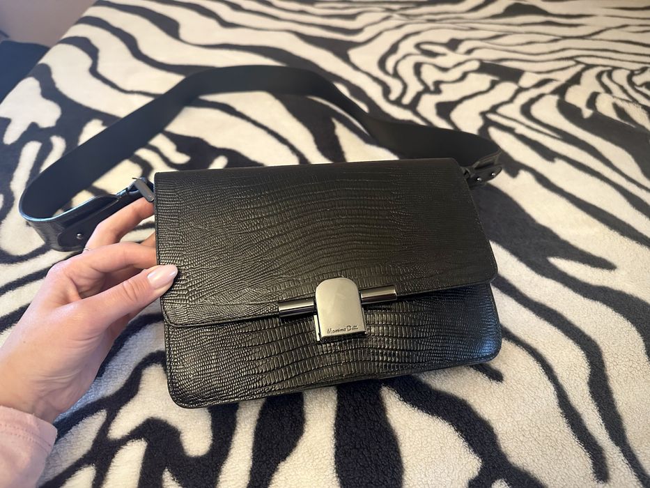 Massimo Dutti torebka listonoszka leather skórzana torebka na ramię