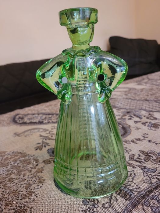 Karolinka kolorowe szklo prl świecznk drost ząbkowice