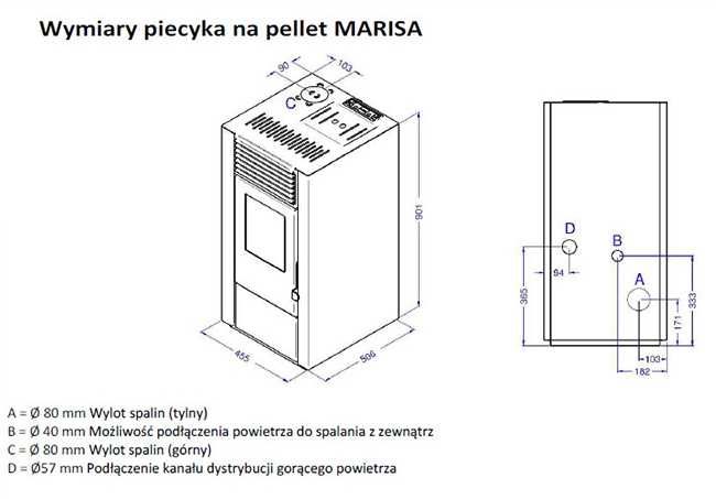 Piecyk na pellet Marisa 9 kW czarny  (możliwość rat)