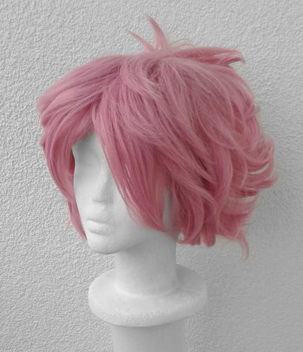 My hero academia Mina Ashido bnha cosplay wig krótka różowa z grzywką