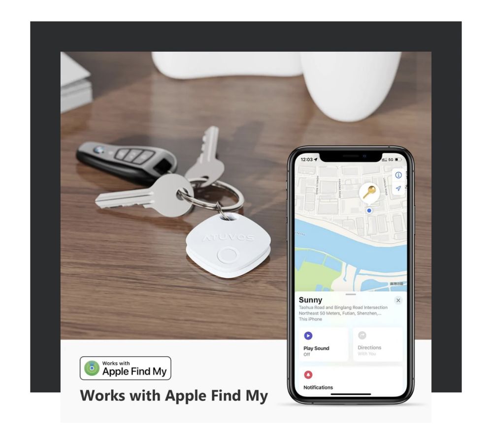 ATUVOS Lokalizator kluczy Key Finder AirTag Bluetooth iOS