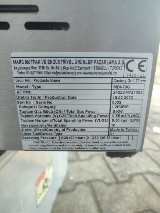 Płyta gazowa żeliwna grill Mars propan-butan 70 cm