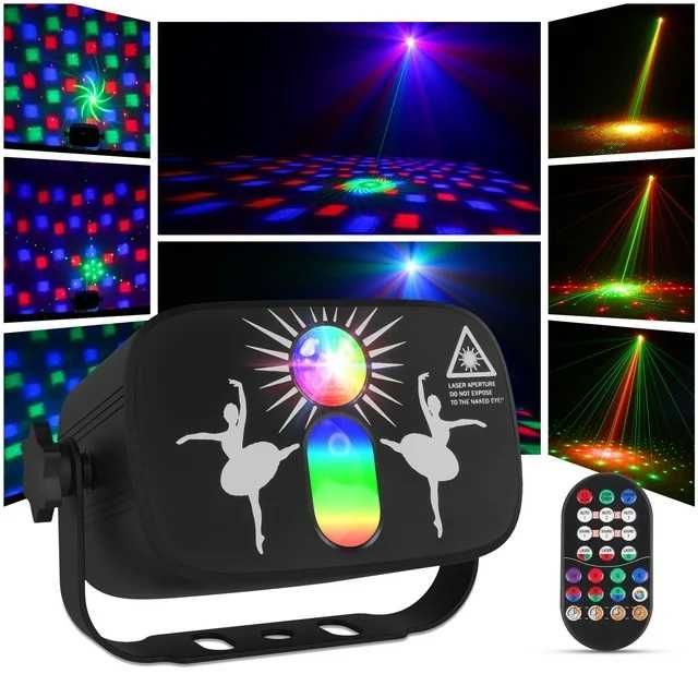 Efekt Laser Wzory Mix + Kula Disco RGB Mix kolorów 2-Efekty Pilot