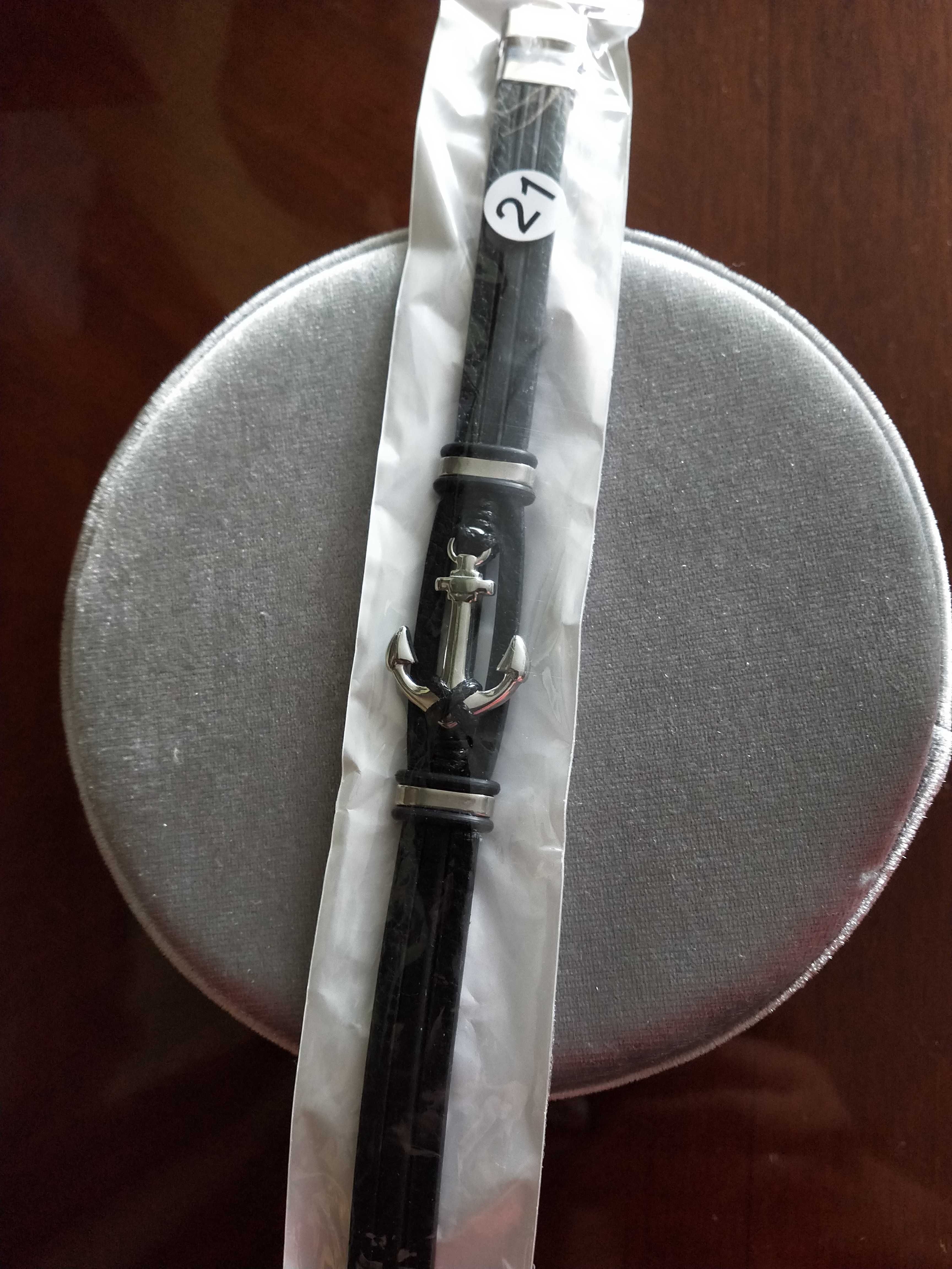 Męska bransoletka ze skóry 21 cm - Nowa