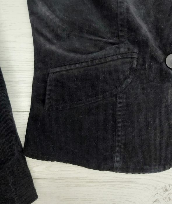 Marynarka/żakiet ze sztruksu, czarna damska, taliowana rozmiar  M/38