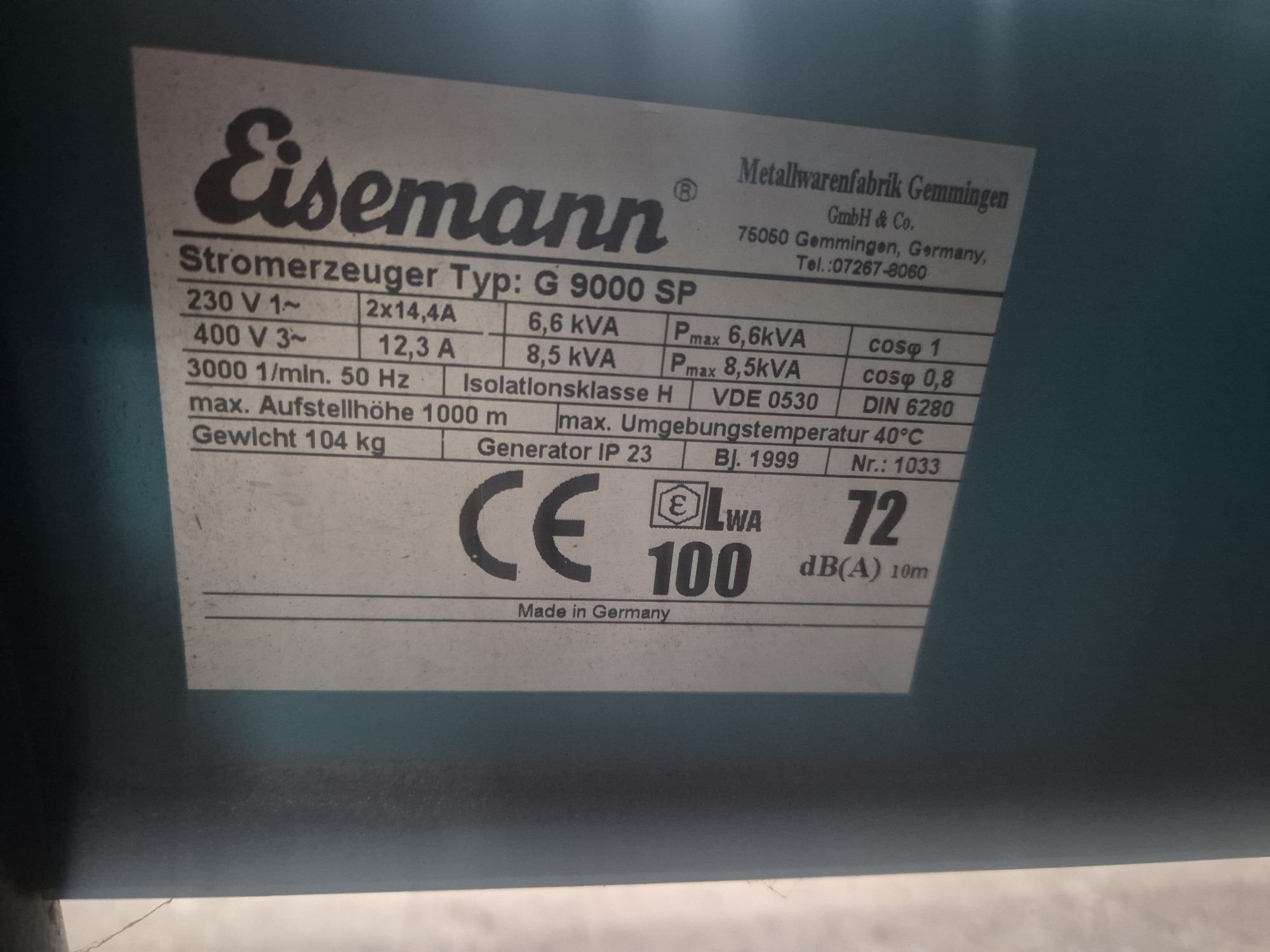 Agregat prądotwórczy Eismann