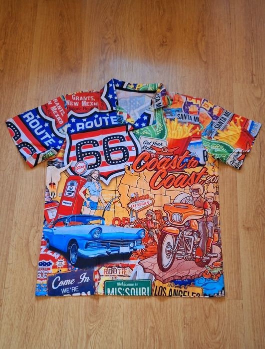 Piękna koszula route 66, hipisowska, hawajska, wakacyjna. Rozm. XL/XXL