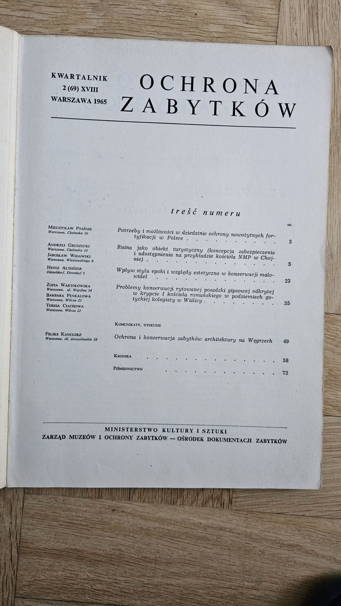 Kwartalniki "Ochrona zabytków" z lat 60.XX w.