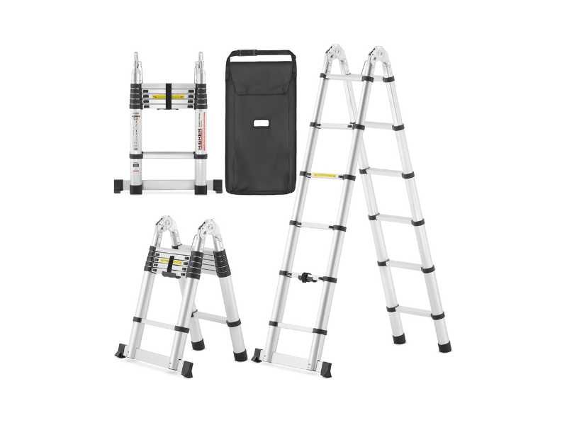 Drabina aluminiowa teleskopowa dwustronna HIGHER 3,8m 150kg