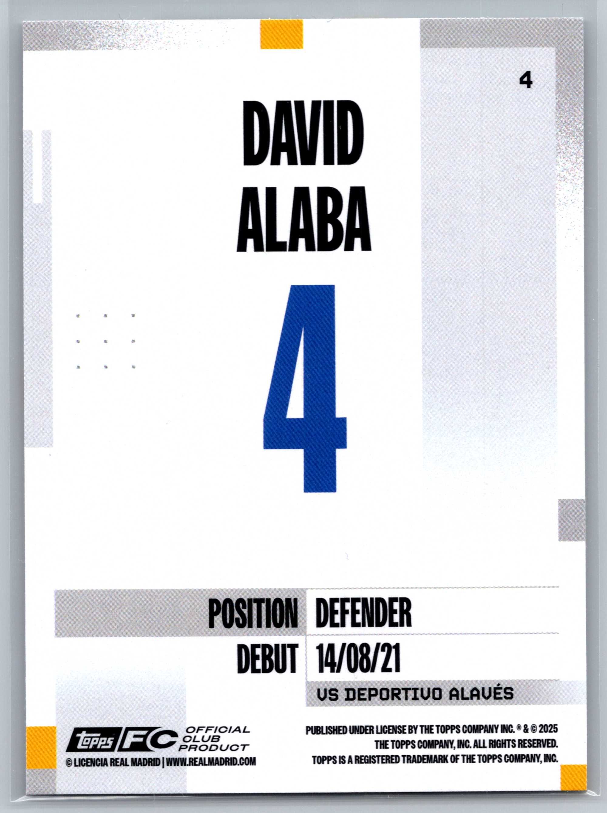 2024-25 Topps Real Madryt Team Set David Alaba