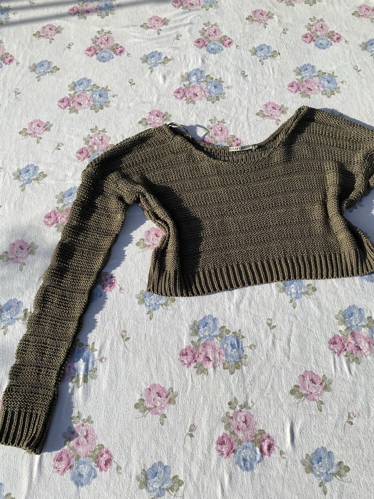 Krótki sweterek ażurowy M 38 crafted y2k 90s 00s