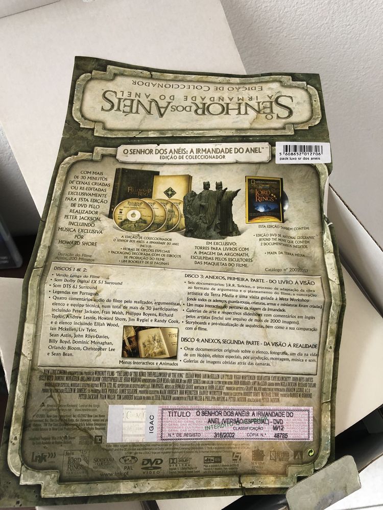 Colecionável “Lord of the Rings” Edição limitada e numerada, com DVD e