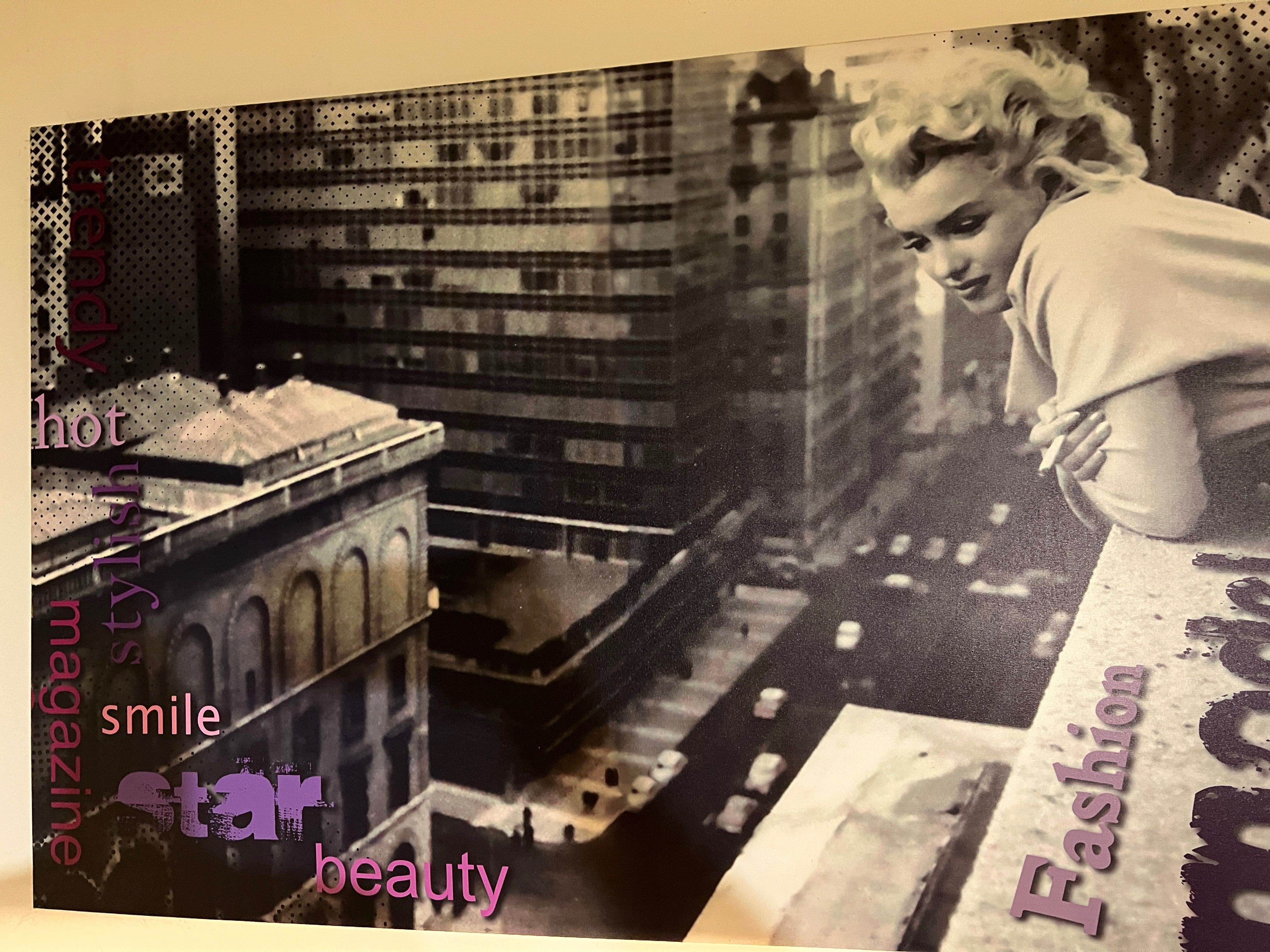 Obraz na płótnie plakat Marilyn Monroe 120 cm szer x 80 cm wys
