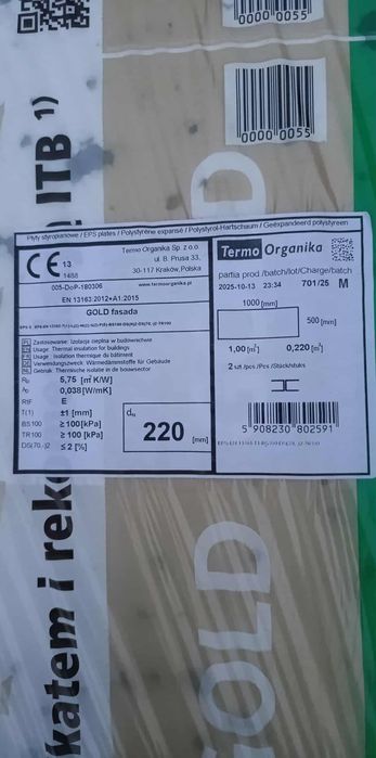 Styropian 20/22cm lambda 038 Termorganika 180zl/M3