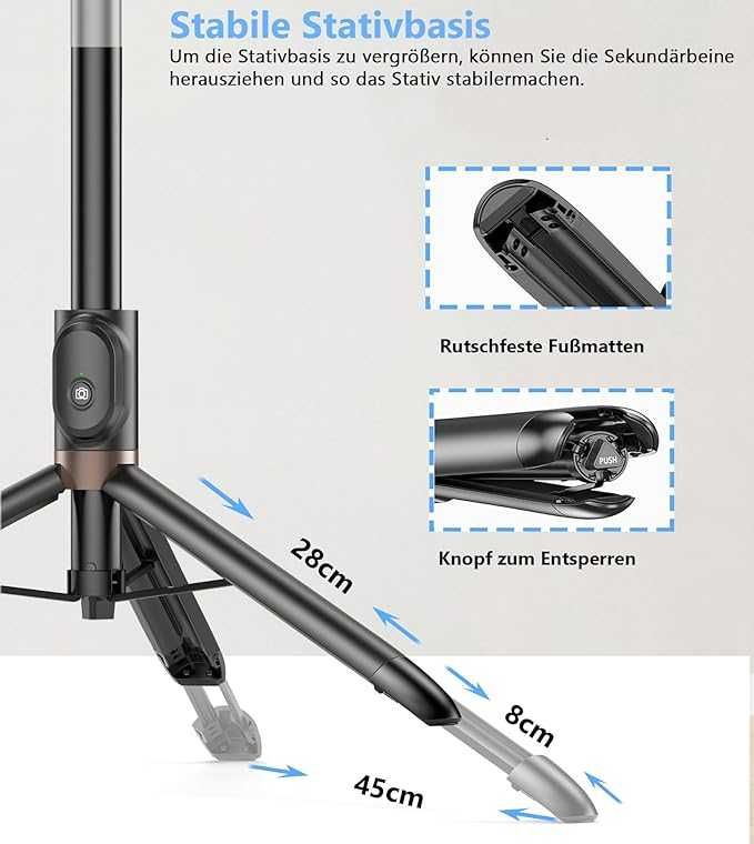 TONEOF statyw do aparatu/telefonu ze śrubą 1/4" 154 cm pilot