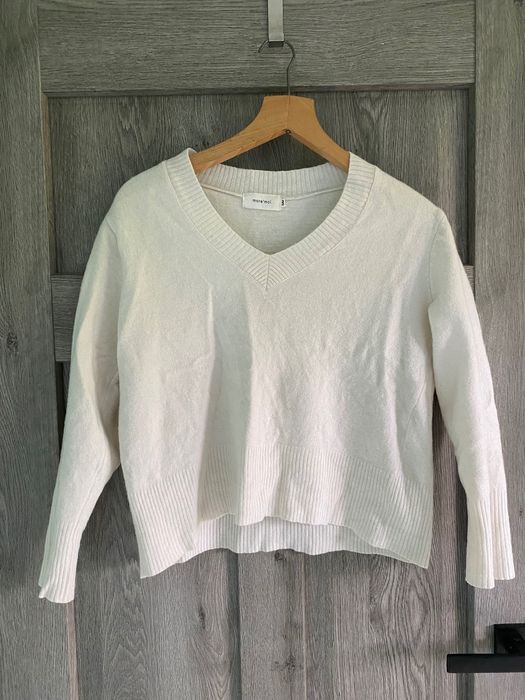 Sweter More Moi biały kaszmir merino