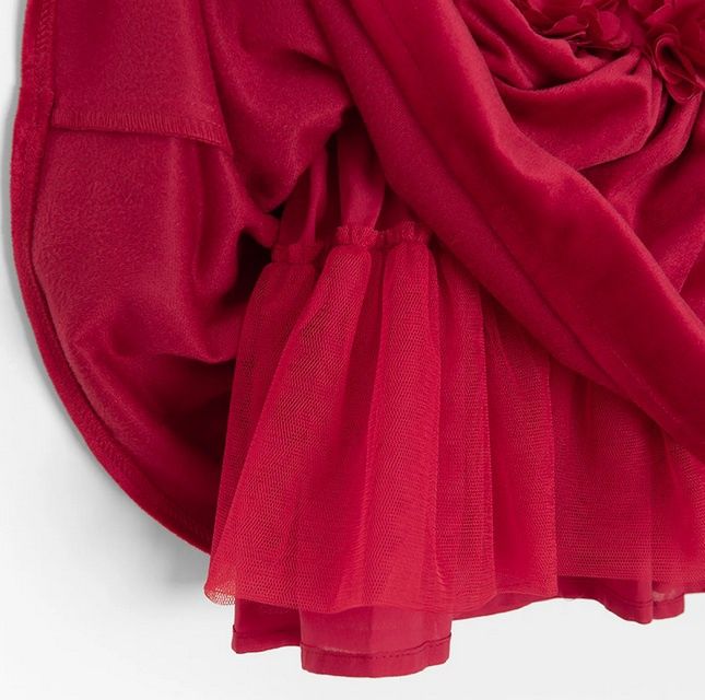 Sukienka czerwona dziewczęca z długim rękawem, welurowa, świąteczna 80