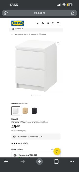 Conjunto de 2 mesas de cabeceira MALM brancas IKEA