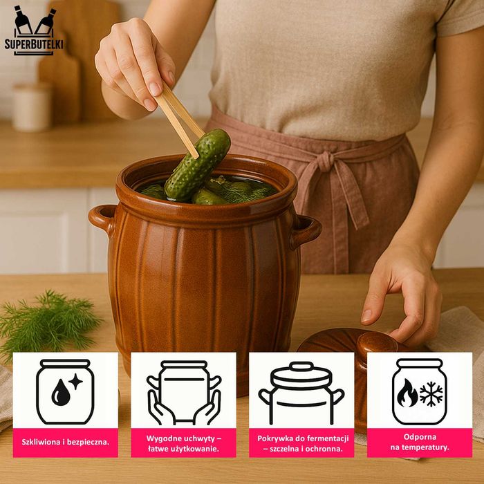 Pojemnik garnek ceramiczny kamionka 4 L na ogórki, kapustę wzór 2