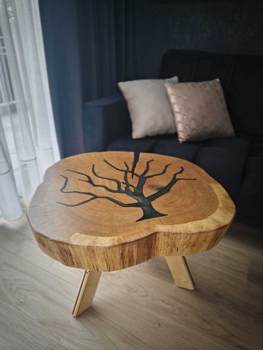 Stolik kawowy dąb żywica