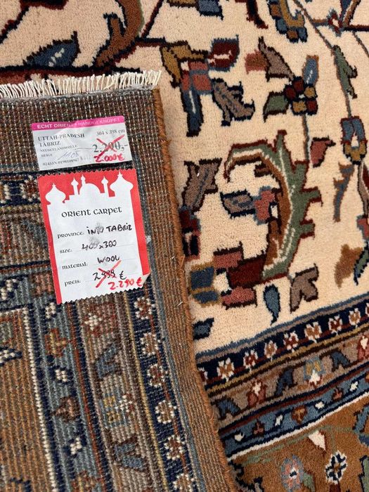 Dywan wełniany kaszmirowy r.tkany perski Ind TABRIZ 400x300 gal.14 tyś