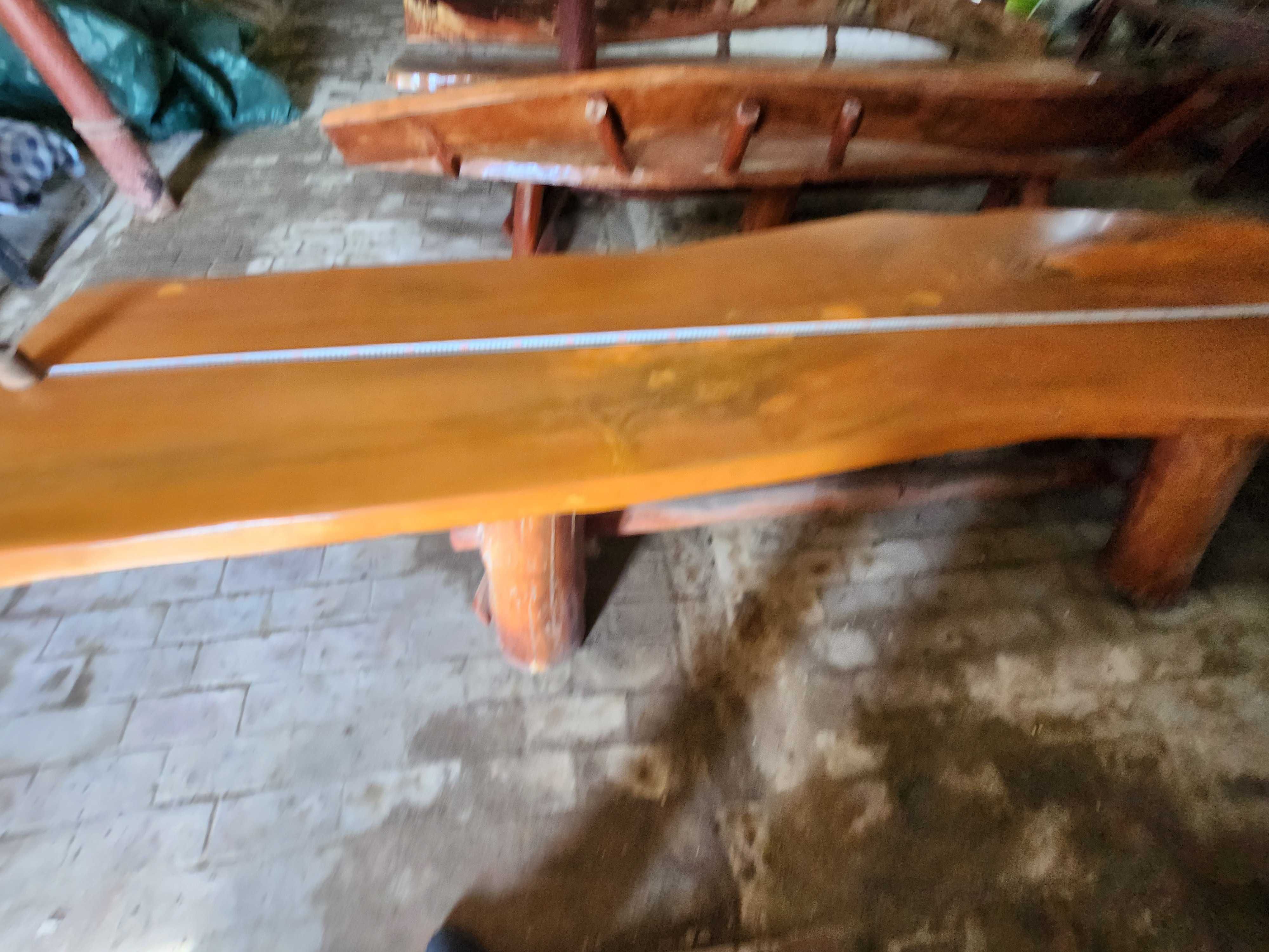 meble ogrodowe lite drewno stół i dwie ławy dł. 350 cm