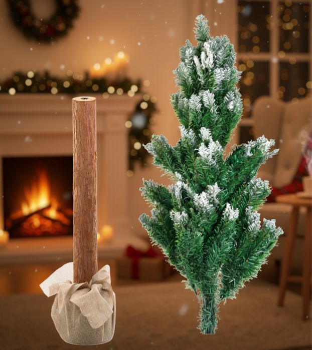 Elegancka sztuczna choinka na pniu 180cm sosna sztuczny śnieg drzewko