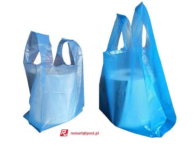 reklamówka zrywka 25/45 niebieska HDPE torba na zakupy