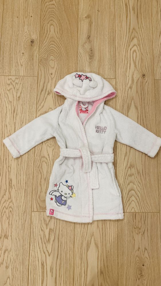 Szlafrok po kąpieli hello kitty kotek kot rozm 86 92 na 1,5 2 latka