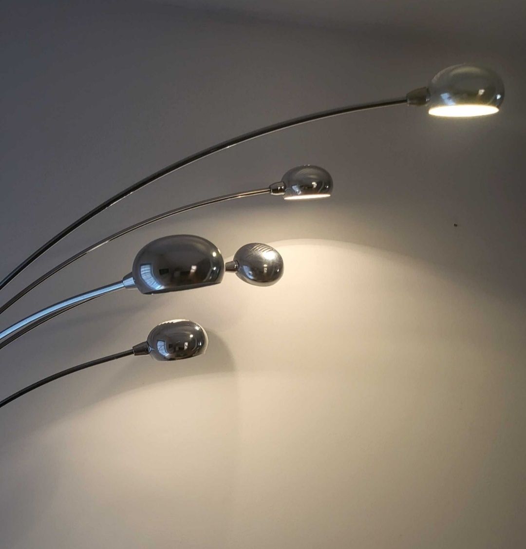 Lampa 5 ramienna stojaca srebrna