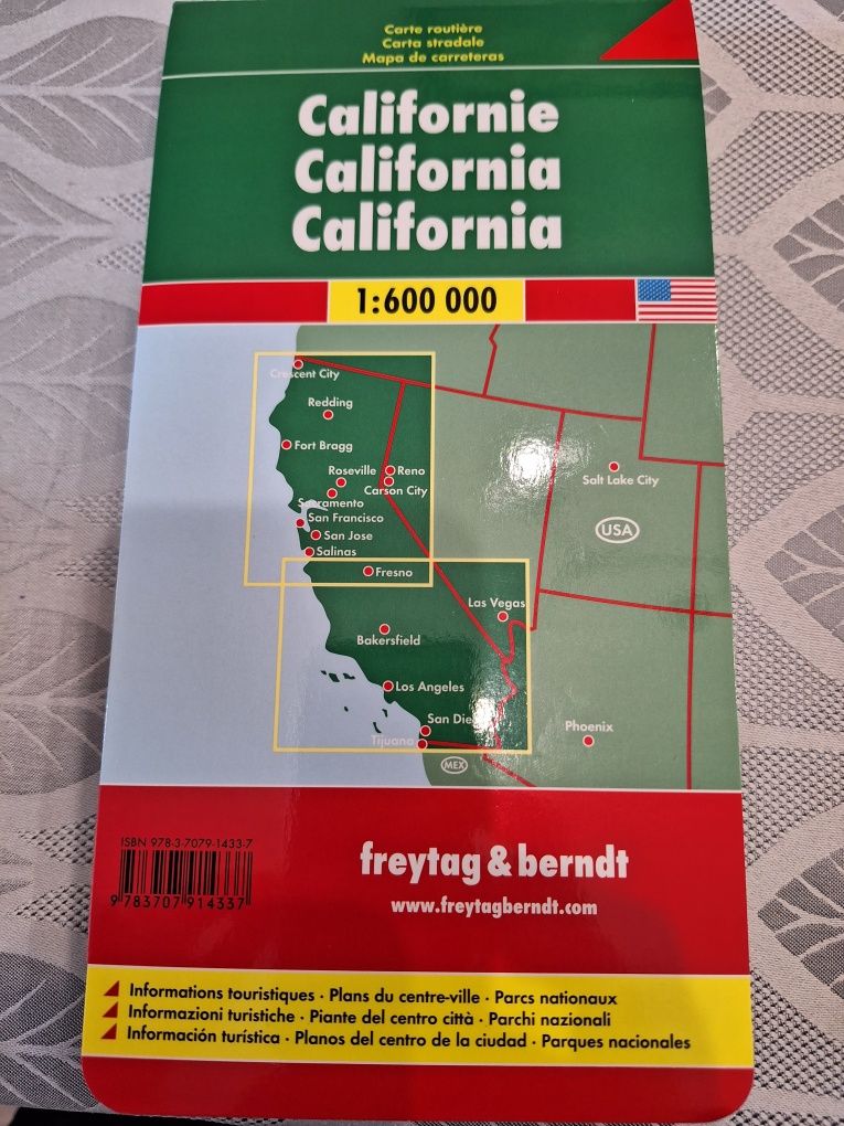 Mapa Kalifornia USA 1:600 000