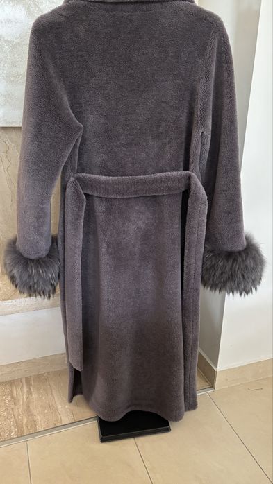 Futro Ochnik 100% wełna z obszyciem przy rękawach z naturalnego jenota