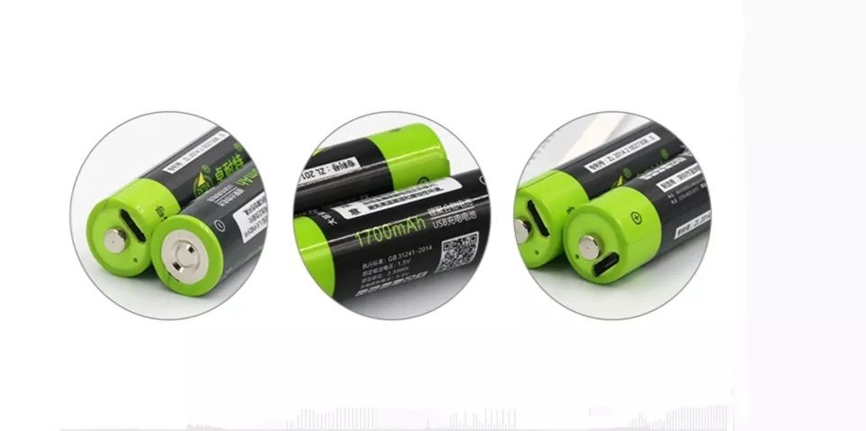 Аккумулятор ZNTER АА 1700 Mah 1,5v Li-Po зарядка через microUS