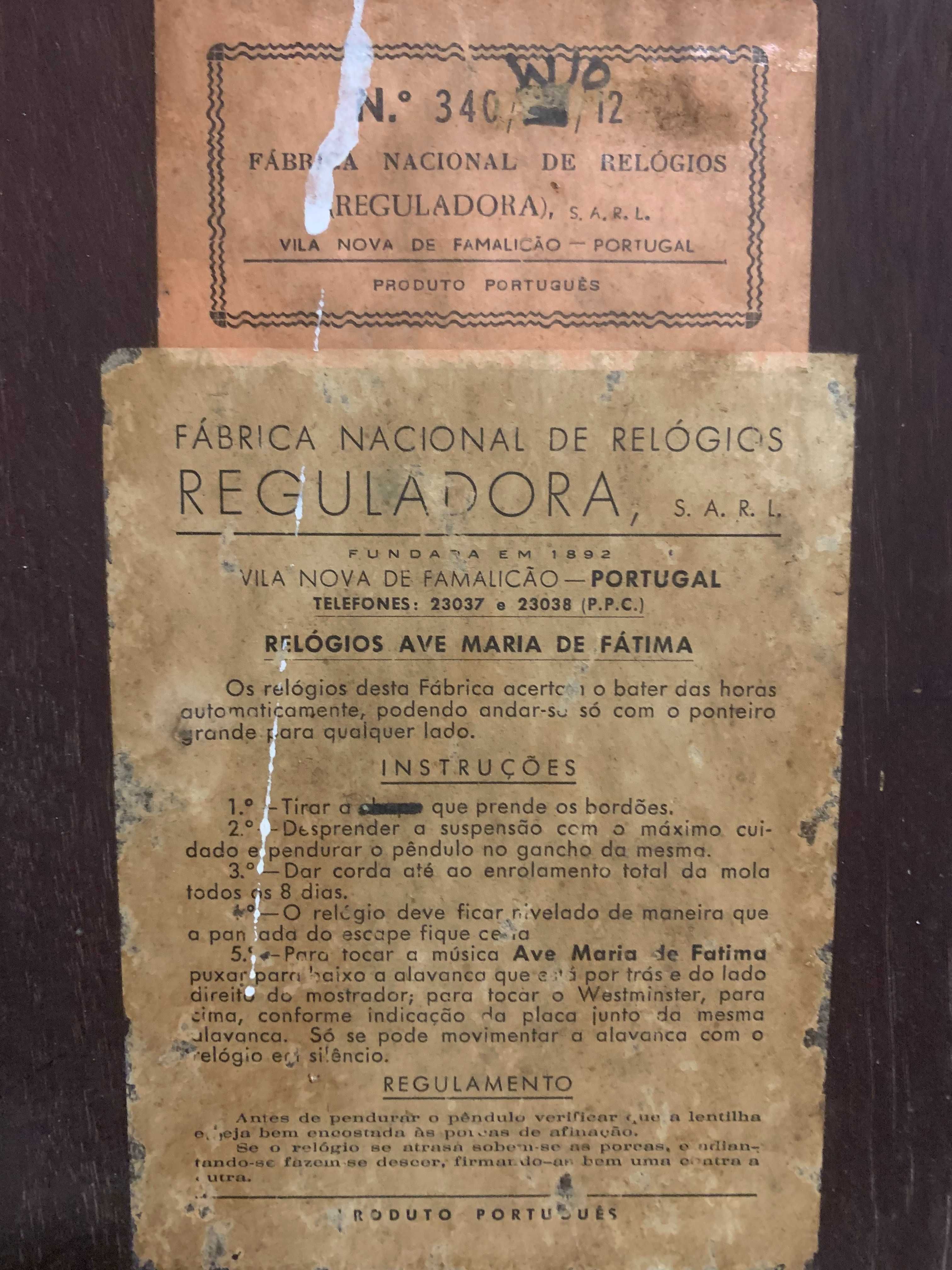 Relógio de parede, marca: A Reguladora