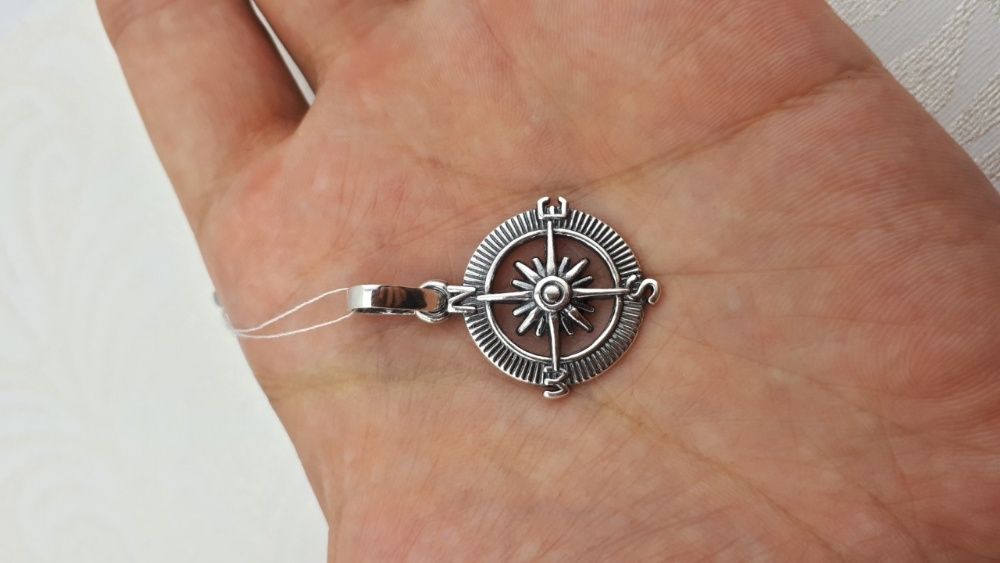 Срібна підвіска кулон компас роза вітрів 925 проба