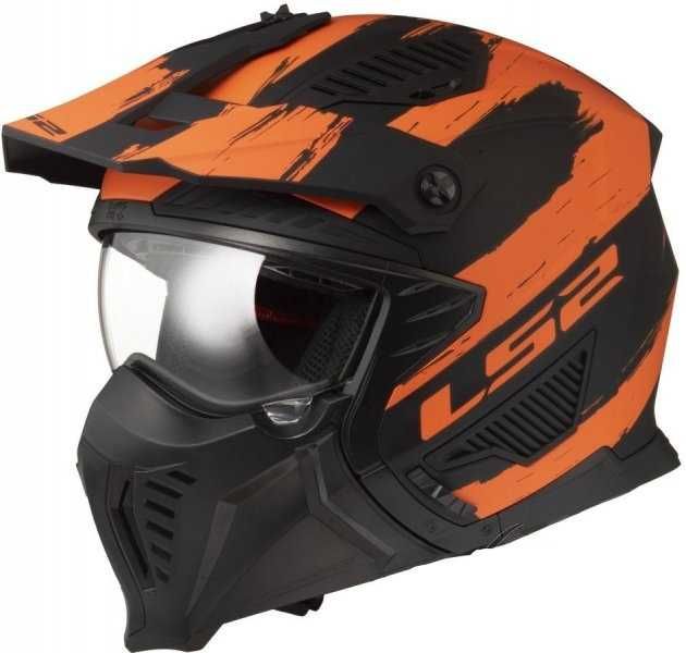 Nowy Kask Motocyklowy LS2 OF606 DRIFTER MUD Black/Orange