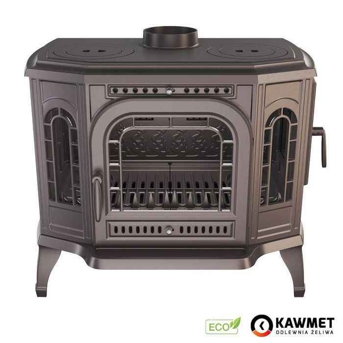 Piec żeliwny koza na drewno z fajerkami do gotowania kawmet p7 cooktop