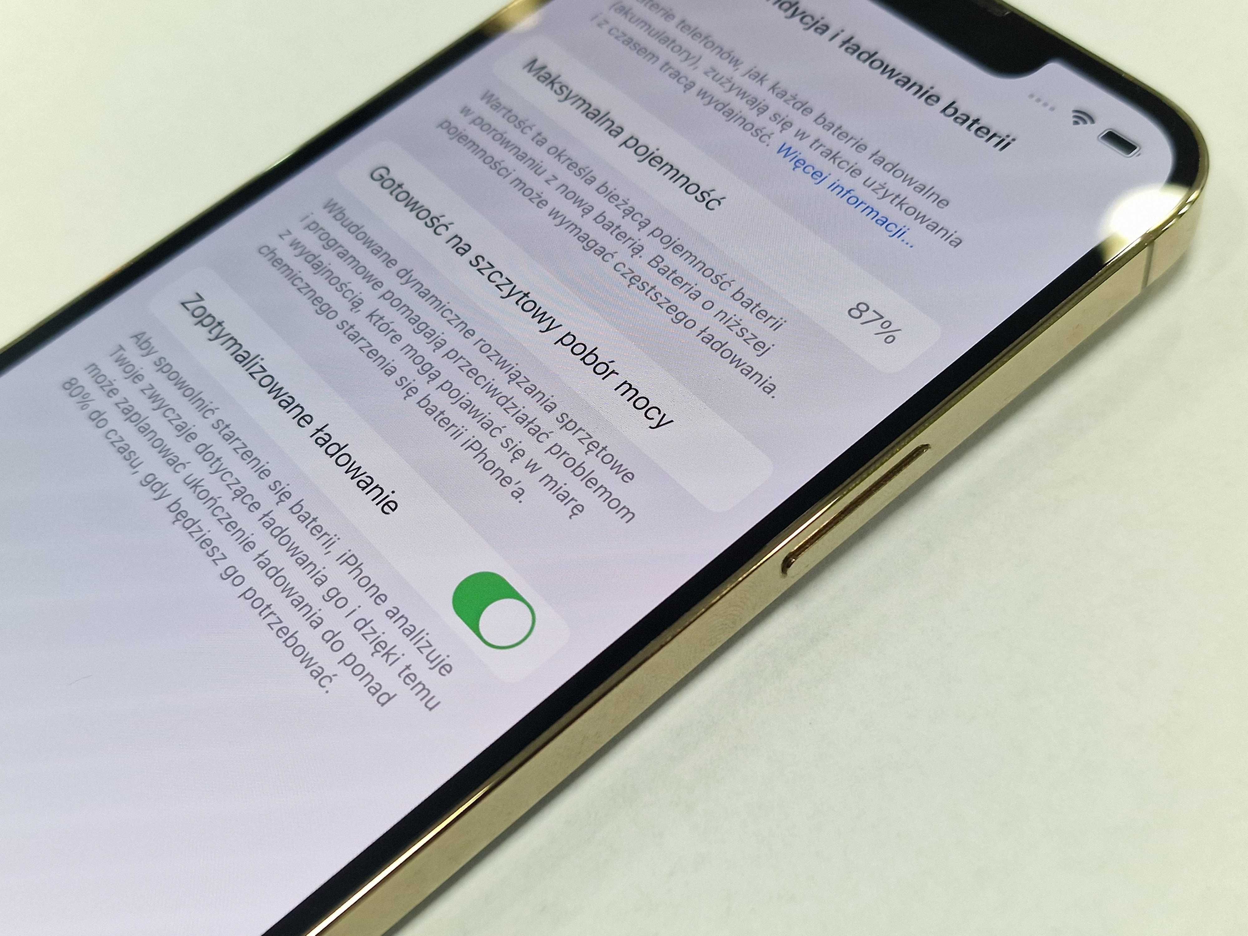 Iphone 13 PRO 128GB/ Gold/ Bat 87%/ Grade A/ Gwarancja + ładowarka