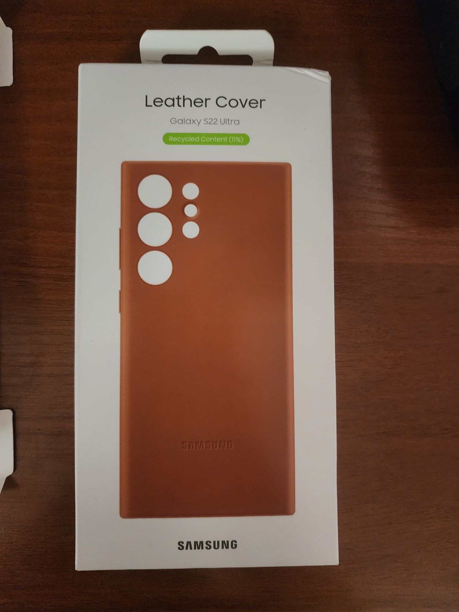 Кожаный чехол Samsung s22 ultra leather case коричневый