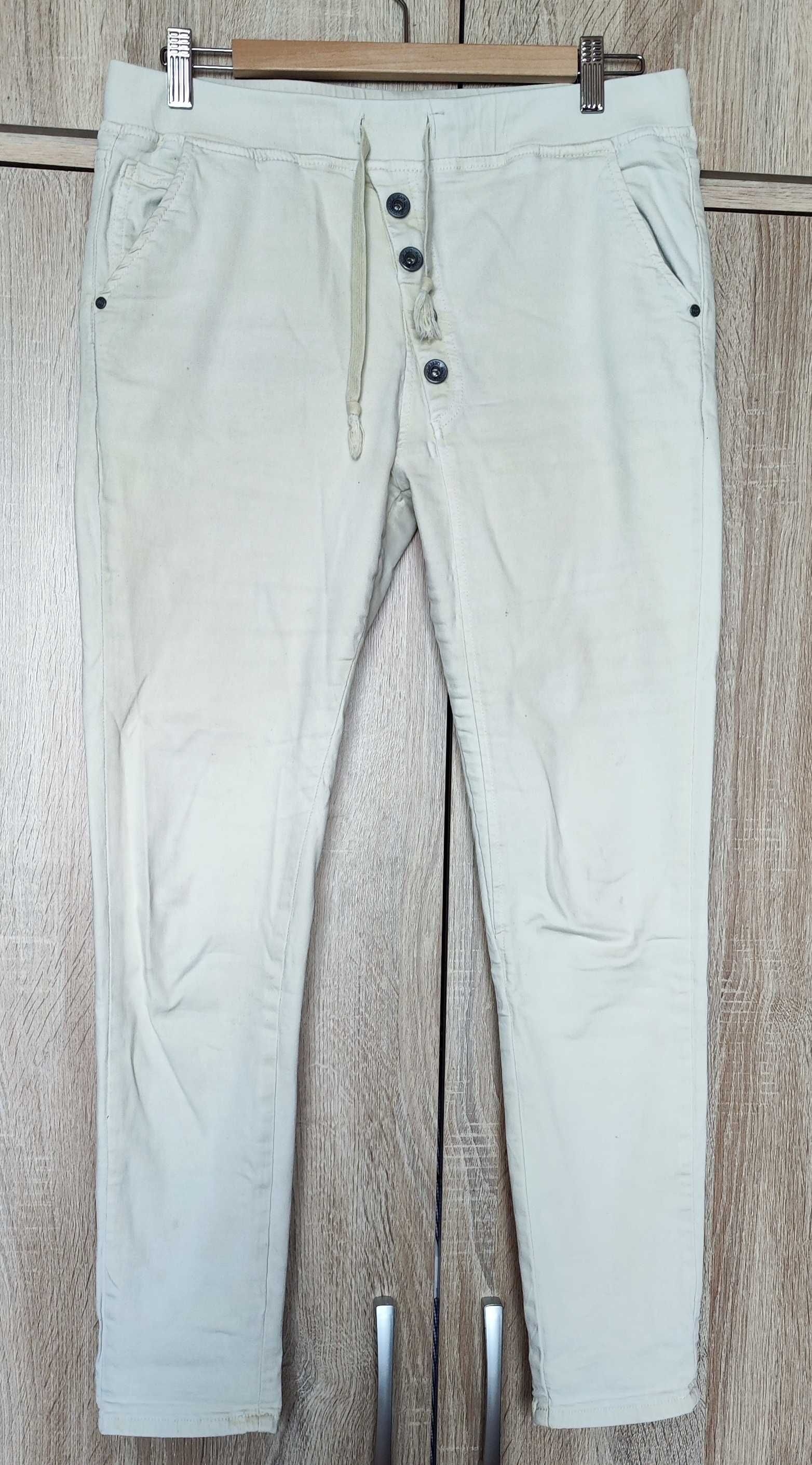Unisono Jeans kremowe spodnie a'la dresowe / jeansowe L/40