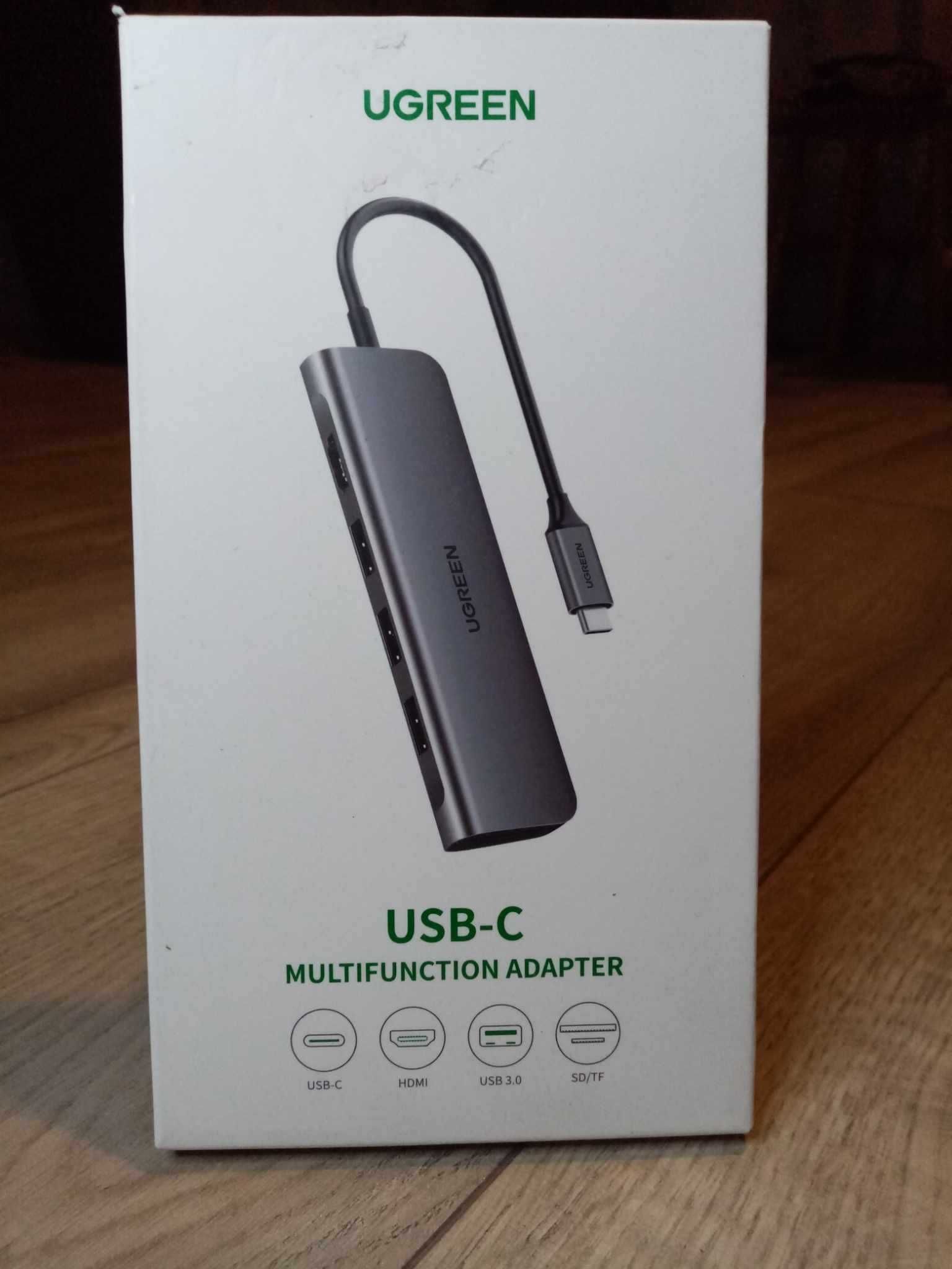 UGREEN USB C Hub 6 w 1 z 4K HDMI, 3 USB 3.0 gniazdo kart SD/TF