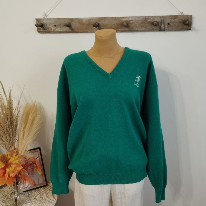 Sweter damski Pringle of Scotland – butelkowa zieleń, wełna, r XL