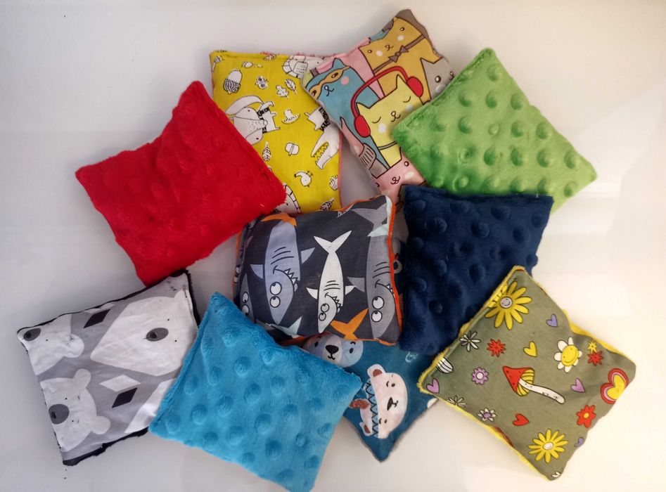 Woreczki sensoryczne 10szt.Ryż i groch.Bawełna/minky+woreczek zbiorczy