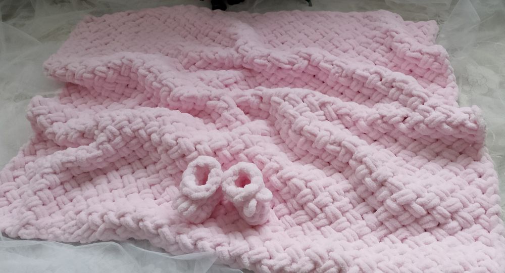 Плед Alize Puffy та пінетки(комплект), ручна робота